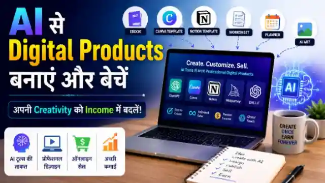 AI se Digital Products banaye aur beche – AI tools aur step-by-step process guide