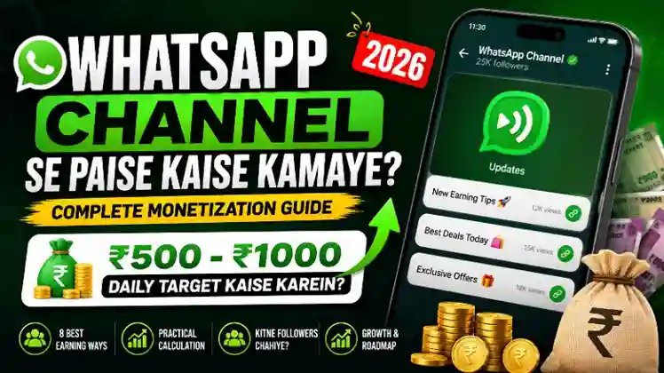 WhatsApp Channel se paise kaise kamaye 2026 – complete monetization guide aur ₹500-₹1000 daily earning target